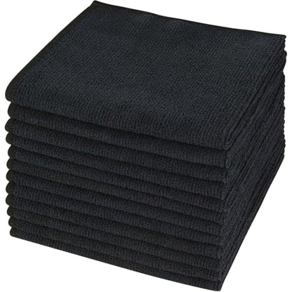 SINLAND Microfiber Cleaning Cloth Absorbent Dish Cloth Kitchen No Streak Dish Rags Glass Cleaning Cloths 12inchx12inch 12 Pack Black - color: Black