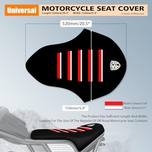 Ribbed Ebike Seat Cover Compatible with Ridstar Q20 Electric Bike Non-Slip Waterproof Anti-UV Protect Seat Cushion (Red White) - color: Red White