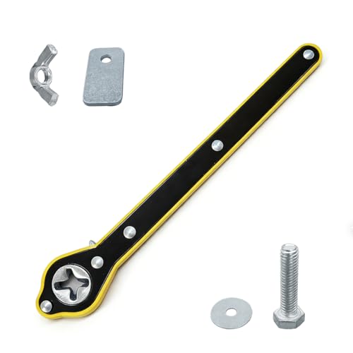 Car Jack Ratchet Wrench, Wheel Jack Lift Speed Handle with Forward and Reverse Knob Design, 360° Swivel Labor-Saving Scissor Jack Ratchet Wrench for Travel Truck Motorcycle (Yellow)