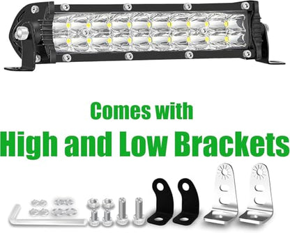 7 Inch Dirt Bike Light Bar, 60W 6000lm Motorcycle LED Headlight Kit with 12V Wiring Harness and Switch, Mounting Brackets Universal for 7/8" Handlebars CRF XR TTR KLX Pit Bike - color: 7 Inch with 12V Wiring