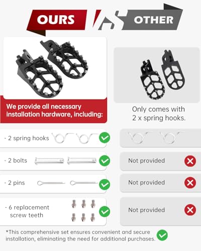 CNC Foot Pegs Alumiunm Dirt Bike Footpegs Compatible with Honda CR125 CR250 CRF150R CRF250R CRF450R CRF250RX CRF450RX CRF450X CRF300L CRF250L CRF250M SSR450 CRF450RL - color: Black, size: CR125/250, CRF150R/250L/250R/250X/450R/450X/1000L