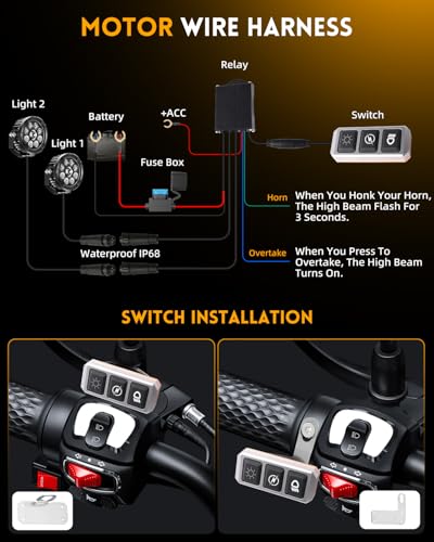 BraveWAY Motorcycle Auxiliary LED Light 4.5IN 120W White/Yellow Fog Lights with DRL Auxiliary Driving Spotlights Ditch Lights Pod with Amber Covers Mount Brackets for Motorcycle Truck Off-road ATV UTV - size: 4.5INCH-9-C