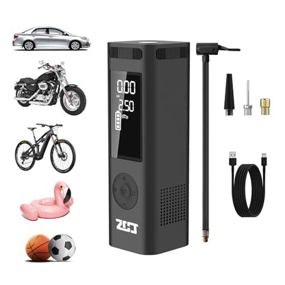 Tire Inflator Portable Air Compressor, 150PSI Faster Cordless Air Pump with Auto Shut-Off Function for Car, Motorcycle, Bicycle Balls with Digital Pressure Gauge 6000mAh Battery LED Light