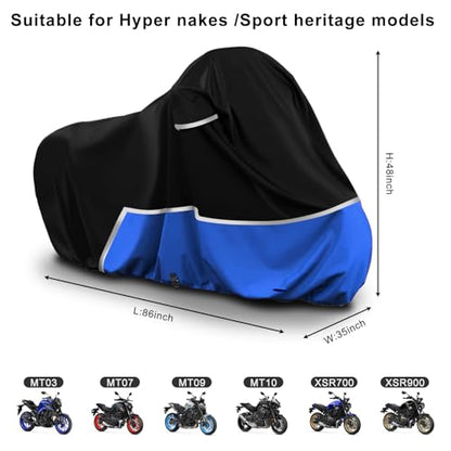Waterproof Motorcycle Cover Compatible with Yamaha Hyper Nakes/XSR MT07/09/10, 420D Oxford Cloth Motorcycle Cover for Snow Rain Dust Protection - size: MT-07/09/10-Black