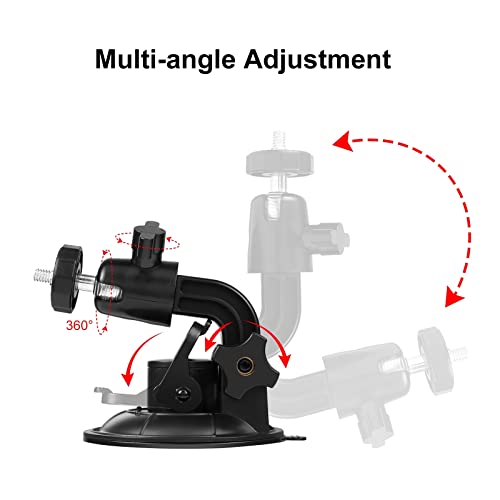 PULUZ Car Suction Cup Mount for GoPro/Insta 360/DJI Osmo Action Camera Vehicle Window & Windshield Mount Holder Camera Mount with 2.3-3.3 inch Phone Clamp & Tripod Adapter - size: 9cm/3.5inch Suction Cup