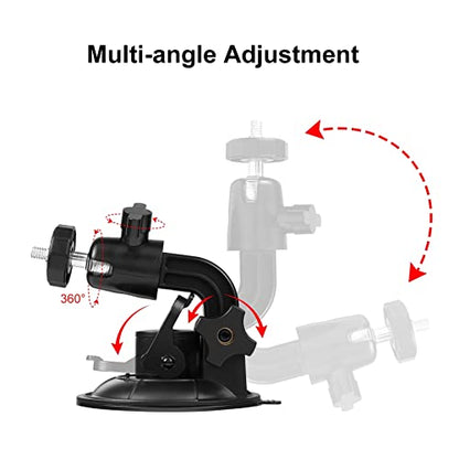 PULUZ Car Suction Cup Mount for GoPro/Insta 360/DJI Osmo Action Camera Vehicle Window & Windshield Mount Holder Camera Mount with 2.3-3.3 inch Phone Clamp & Tripod Adapter - size: 9cm/3.5inch Suction Cup