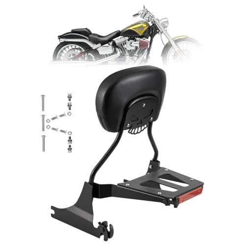 Kinglemc Sissy bar Backrest Luggage Rack for Harley Breakout FXSB FXSE FXST with Docking Kit (Black,Non-Studded) - color: Black