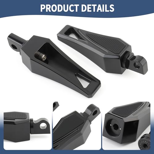 Motorcycle Foot Pegs Phantom Pegs Male Mount Footrest for Harley Dyna Fat Bob Low Rider Touring Road Glide Road King Street Glide Electra Glide Sportster XL 883 Softail Breakout Universal (Black) - color: Black