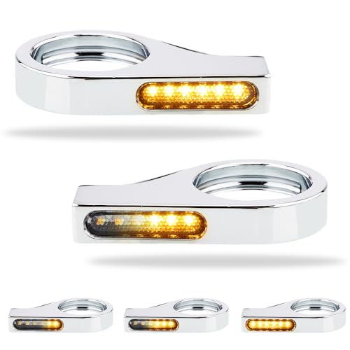 TSUNG Motorcycle Fork Mounted LED Turn Signals 39-41mm Switchback Sequential Amber Light with Bracket Indicater for Cruiser, Street Bike & Touring Motorcycles (Chrome Amber) - color: Chrome Amber