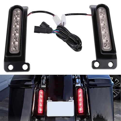 LED Filler Panel Lights Rear Fender Light Motorcycle Turn Signals Brake Tail Lights Fit for Harley Touring Electra Glide Ultra Limited Road King Road Glide 2014-2024(Black Housing Smoke Lens) - color: Black Housing Smoke Lens