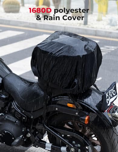 KEMIMOTO Motorcycle Tail Bag, Dual Use Motorcycle Rear Seat Bag with Waterproof Rain Cover, 25L-45L Expandable Motorbike Helmet Bag Luggage Storage Backpack - size: 25L-45L