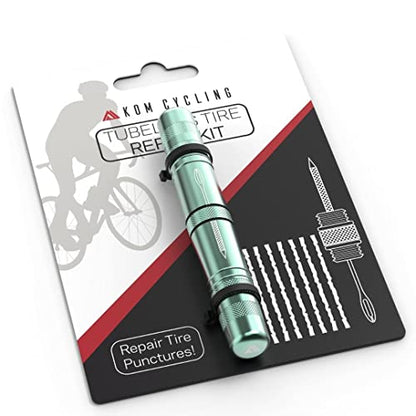 KOM Cycling Tubeless Tire Repair Kit for Bikes 8 Colors! Fixes Mountain Bike and Road Bicycle Tire Punctures - color: Celeste