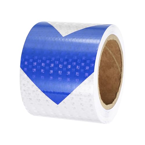 PATIKIL Reflective Tape, 1 Roll 4 Inch x 66 Ft Waterproof Self Adhesive High Visibility Caution Warning Safety Tape Reflector for Trucks Trailers Cars, Arrow Blue White - color: Blue White, size: 4 IN x 66 FT