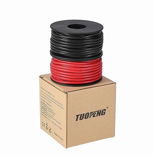 TUOFENG Silicone Wire 18 AWG 100 Feet (2 Pack) - 600V High-Temp Flexible Cable, Oil & Flame Resistant for Automotive, Industrial, DIY, Solar Projects - Red/Black Tinned Copper Wire - size: 18 AWG Silicone Wire 2 Colors 50ft Each