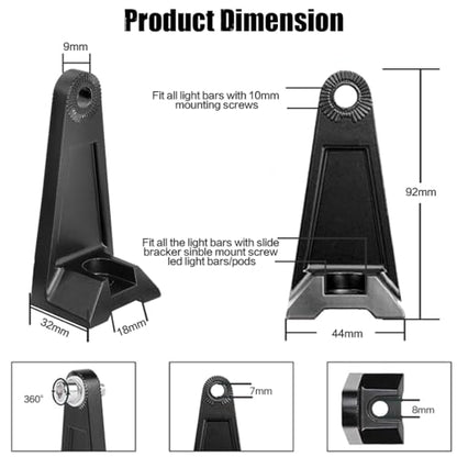 LED Light Bar Side Mounting Bracket Base Mounting Universal Bracket 2PCS Rubber Pad Brackets kit for Mounting Straight or Curved LED Light Bar from 7 inch up to 52 inch (Pack of 2) - size: Light Bar Adjust Bracket-Side