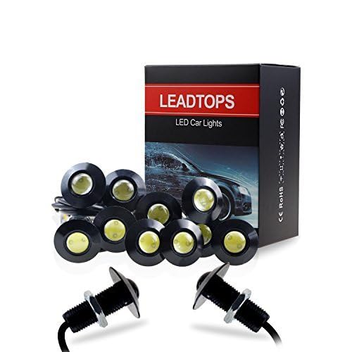Eagle Eye LED Lights, 10-pack DIY 12V Ultra thin 23mm Eagle Eye Bulb Fog Tail DRL Daytime Running Lights White Kit for Car Motorcycle (White, Black) - color: White light -B