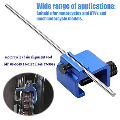 US Motorcycle Chain Alignment Tool Aluminium Alloy Sprocket Chain Adjusting Tool Universal Quick Accurate Motorbike Chain Alignment Tool Repair Accessories Tool for Motorcycles ATVs(Blue)