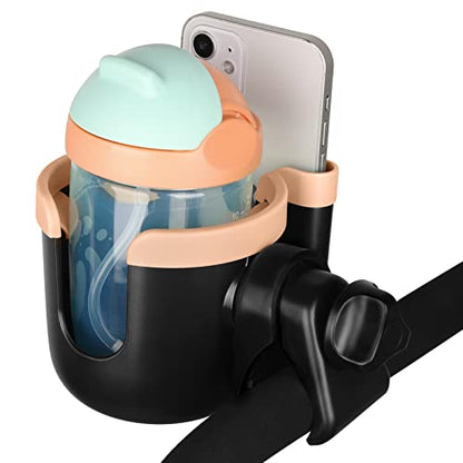 Accmor Stroller Cup Holder with Phone Holder, Bike Cup Holder, Universal Cup Holder for Uppababy Nuna Doona Strollers, 2-in-1 Cup Holder for Walker, Wheelchair, Scooter - color: Mix Pink