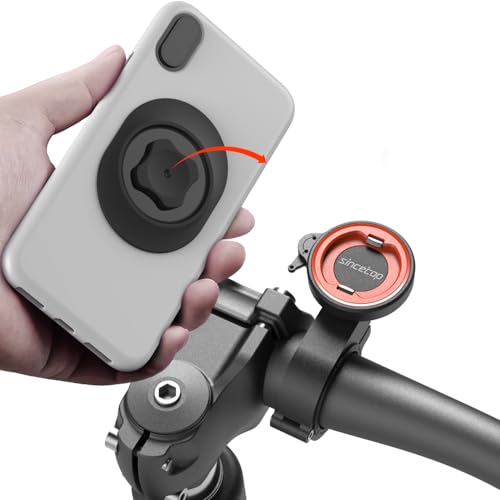 Bike Phone Mount,Motorcycle Phone Holder with Universal Adapter,Out Front Bicycle Handlebar Mount for Mountain Road EBike,Scooter,Moto,MTB,Quick Release Attach/Detach-Orange【Series C - 1st Gen】 - color: 【1st Gen】Handlebar Mount-Orange