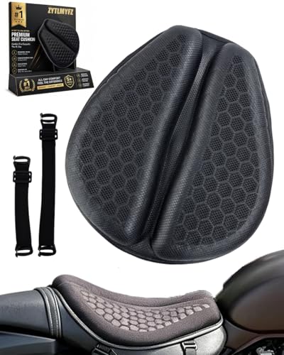 Motorcycle Seat Cushion Gel Pad Passenger Breathable Shock Absorption Waterproof 3D Honeycomb Rider Universal Long Rides Touring Comfort Anti Slip Pressure Relief Soft Durable Cover(Style A) - color: Style A