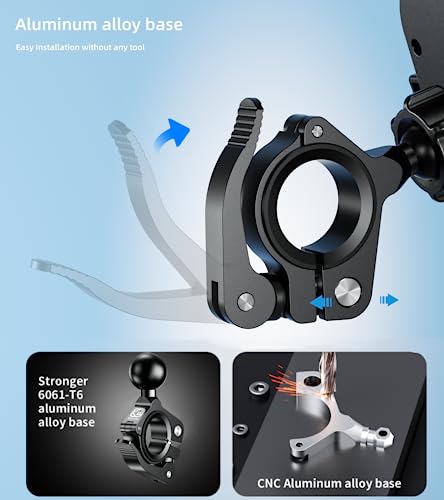 Kewig Bike Phone Mount Holder, Motorcycle Phone Mount [1s Lock] [One Hand Operation], Bicycle Scooter Handlebar Cradle Clip for 4.0-7" Phone - color: Black