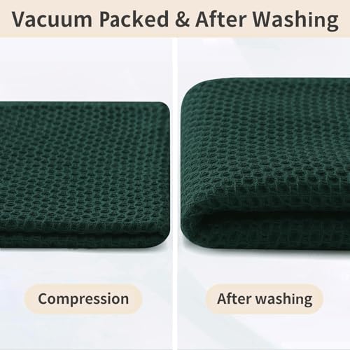 Homaxy 100% Cotton Kitchen Towels and Dishcloths Set, 12 x 12 Inches and 13 x 28 Inches, Set of 12 Bulk Kitchen Towels Set, Ultra Soft Absorbent Dish Cloths for Washing Dishes, Blackish Green - color: Blackish Green, style: 12-Piece Set