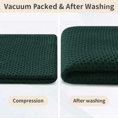 Homaxy 100% Cotton Kitchen Towels and Dishcloths Set, 12 x 12 Inches and 13 x 28 Inches, Set of 12 Bulk Kitchen Towels Set, Ultra Soft Absorbent Dish Cloths for Washing Dishes, Blackish Green - color: Blackish Green, style: 12-Piece Set