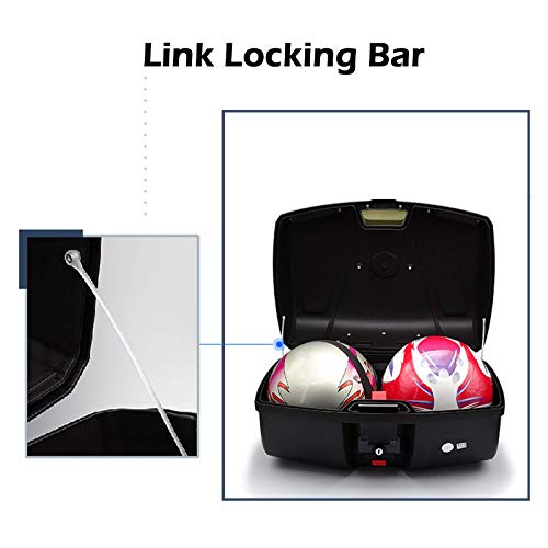 Universal Motorcycle Rear Top Box Tail Trunk Luggage Storage Case,47 Litre Hard Case with Mounting Hardware,with LED Light,Black - size: 47L with LED Light