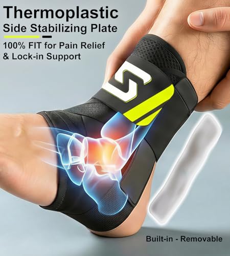 Quick Lace Up Ankle Brace for Sprained Ankle, Slim Fit Ankle Support Brace with Side Stabilizing Pads for Men & Women, Adjustable Ankle Stabilizer for Injury Recovery, Running, Sports, L-Support Plate of 1 - size: L(Ankle:13"-14")