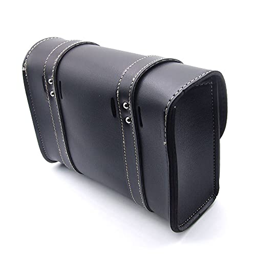 Riloer Motorcycle Saddle Bag, Universal Luggage PU Leather Bag Storage with 2 Mounting Straps Black