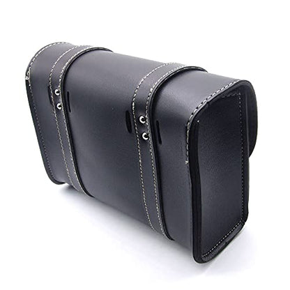 Riloer Motorcycle Saddle Bag, Universal Luggage PU Leather Bag Storage with 2 Mounting Straps Black