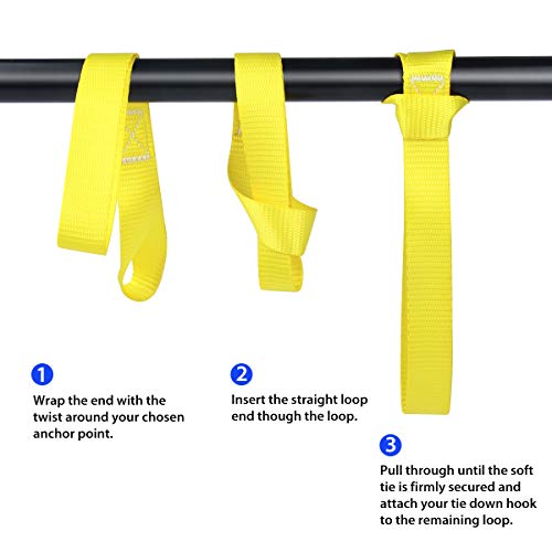 Soft Loop Tie Down Straps 1800Lbs Load Capacity, Tie Down Loops for Securing ATV UTV Motorcycles Scooters Dirt Bikes Lawn Garden Equipment Yellow (8 Pack) - color: yellow-8Pack