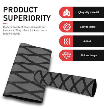 4 PCS Non-Slip Heat Shrink Motorbike Grips & Brake Grips Sleeve, Diamond Grid Rubber Handlebar Grip Cover, Shockproof Handlebar Protector, Universal for Dirt Bike, Scooter (Black) - color: Black