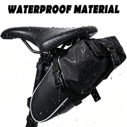 ITSCOOL Bike Saddle Seat Bag Waterproof Bicycle Accessories Under Seat Storage Pouch Reflective Cycling Wedge Pack for Mountain Road Bike MTB