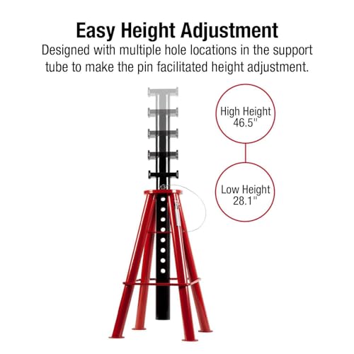 Sunex 1410 10-Ton, High Height, Pin Type, Jack Stands, Pair - style: 10 Ton High