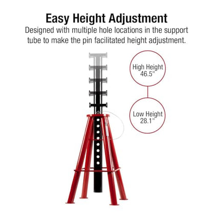 Sunex 1410 10-Ton, High Height, Pin Type, Jack Stands, Pair - style: 10 Ton High