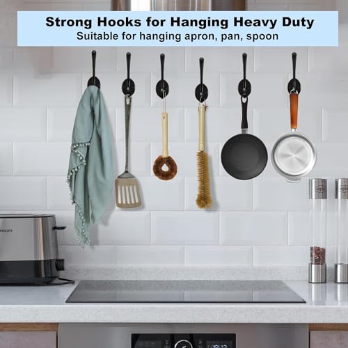 Kruodop 10Pcs Coat Hooks Wall Hooks for Hanging Heavy Duty, Wall Mounted Black Towel Hooks, Metal Single Coat Hanger with Screws Cup Retro for Coats, Handbags, Towels - color: black 10pcs