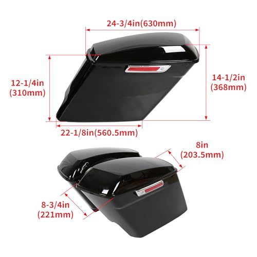 ECOTRIC 5'' Extended Stretched Saddle bag W/Latch Compatible with 2014-2024 Harley Touring FLT FLHT FLHTCU FLHRC Road King Road Glide Street Glide Electra Glide Ultra-Classic