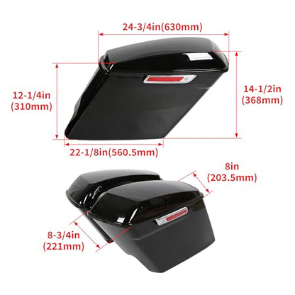 ECOTRIC 5'' Extended Stretched Saddle bag W/Latch Compatible with 2014-2024 Harley Touring FLT FLHT FLHTCU FLHRC Road King Road Glide Street Glide Electra Glide Ultra-Classic