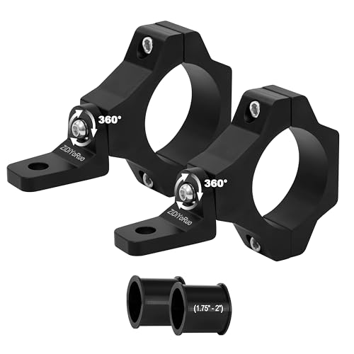 ZIDIYORUO Light Bar Mounts for UTV/Jeep/Truck - Fits 1.75" to 2.25" Big Roll Bars | 20-Position for 360° Rotation, Aluminum Alloy Brackets Durable Holding LED Light Bars & Cube Lights (2pcs)
