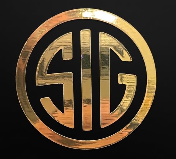 SIG Decal - Light Gold Chrome, 3 x 3 Inches - Vinyl Car Bumper Sticker, Gun, Truck, Window, Motorcycle, Helmet, Bumper, Laptop - color: Light Gold Chrome, size: 3 x 3