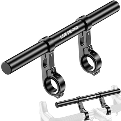 LOKTENWO 11.81" Long Dual Clamp Handlebar Extender, Aluminum Cross Bar Extension for Motorcycle Bike Bicycle Scooter, Fits 0.875/1.0/1.125/1.26" Handlebars for Phone Holder Light GPS Action Camera