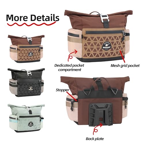 Rhinowalk Handlebar Bag for Brompton Folding Bike, 6.5L Expandable Front Bag with Quick Release Mount, Shoulder Strap, Multiple Pockets and Rain Cover (Duck Egg Blue) - color: Duck Egg Blue