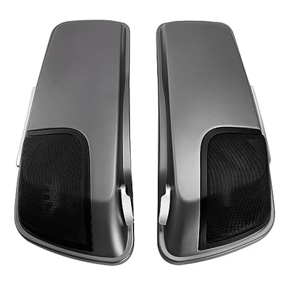 HR3 Charcoal Denim 4" Stretched Hard Saddlebags w/Speaker Lids Compatible with 2017 Street Glide Special FLHXS (Replace for OEM) - color: Charcoal Denim