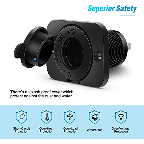 Nilight 2 Pack Car Cigarette Lighter Socket DC 12V Waterproof Power Outlet Adapter Replacement with Terminals Wires and Screws for Marine Boat Motorcycle, Boat, Car,Truck, RV, ATV - color: 2Pcs Cigarette Lighter Socket
