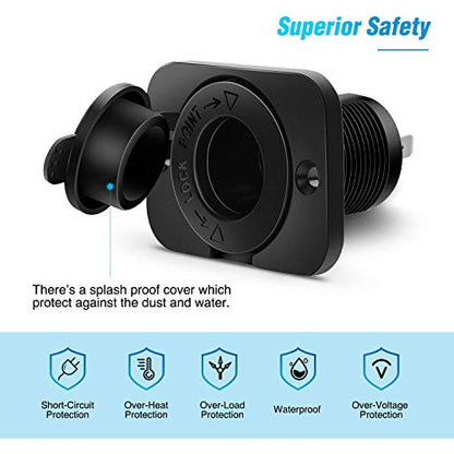 Nilight 2 Pack Car Cigarette Lighter Socket DC 12V Waterproof Power Outlet Adapter Replacement with Terminals Wires and Screws for Marine Boat Motorcycle, Boat, Car,Truck, RV, ATV - color: 2Pcs Cigarette Lighter Socket