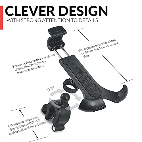 New 2025 Bicycle & Motorcycle Phone Mount - The Most Secure One-Handed Bike Phone Holder for iPhone, Samsung or Any Smartphone. Stress-Resistant and Highly Adjustable. +100 to Safeness & Comfort