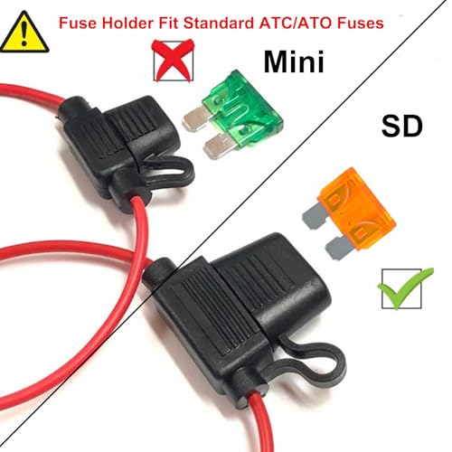 MuHize 12AWG Inline Fuse Holder - Premium Waterproof Automotive Blade Fuse Holder with 5A Standard Fuses ATC/ATO, 5 Pack Line Fuses Holders for Automotive Marine RV
