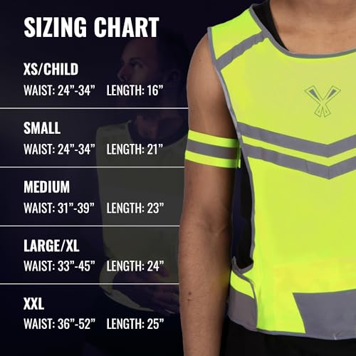 Reflective Running Vest with Pocket & 2 Bands with High visibility for Night Running, Walking & Cycling - color: Yellow, size: X-Large
