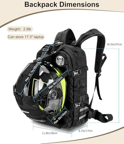 Helmet Backpack for Motorcycle Cycling, Large Capacity Waterproof Helmet Holder, Helmet Storage Bag Hiking Backpack - color: Black-skeleton